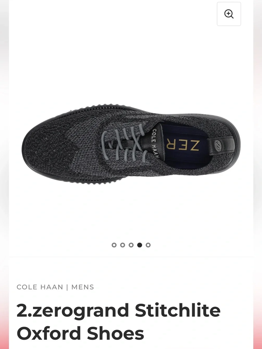 NWOB COLE HAAN x ZEROGRAND Gray Black Stitchlite Wingtip Knit Oxford Sneakers
